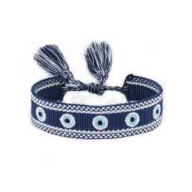 "Pulsera Tejida Ojo Turco Azul Marino"