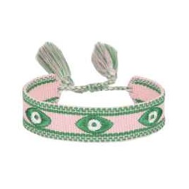 "Pulsera Tejida Ojo Turco Rosa"