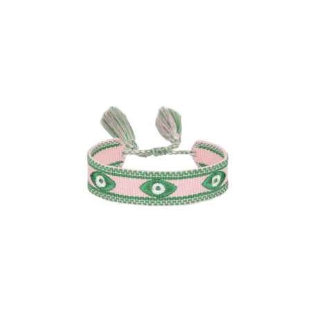 "Pulsera Tejida Ojo Turco Rosa"